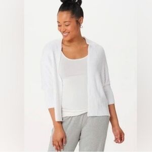 Barefoot Dreams CozyChic Lite Ribbed Shrug Cardigan Cardi White L XL